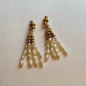 14K Mikimoto Pearl chandelier earrings